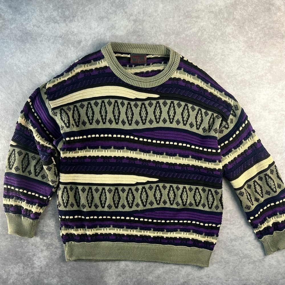 Vintage Carlo Alberto 3D Knit Sweater Coogi Style S Size Made In Australia